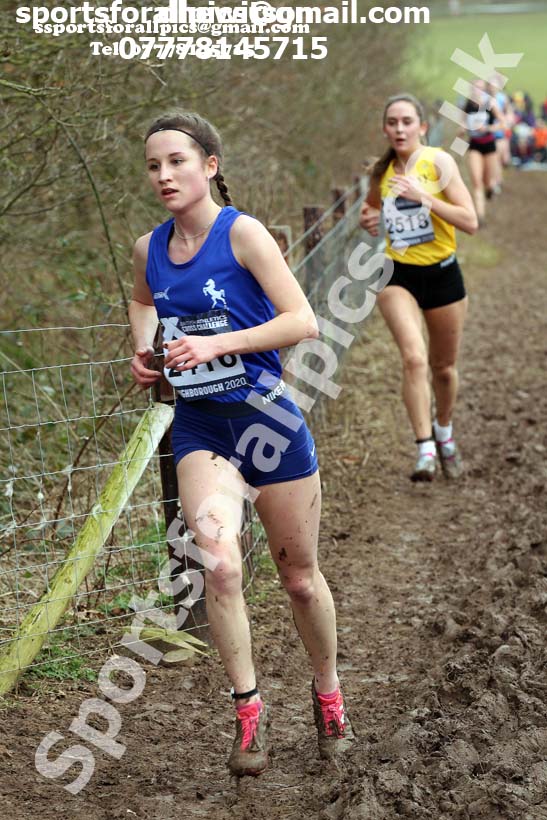 Womens under-20s, 2020 British Athletics Inter Counties Cross Country Champs., Prestwold Hall, Loughborough. Photo: David T. Hewitson/Sports for All Pics